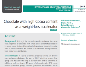 Chocolate with high cocoa content as a weight-loss accelerator